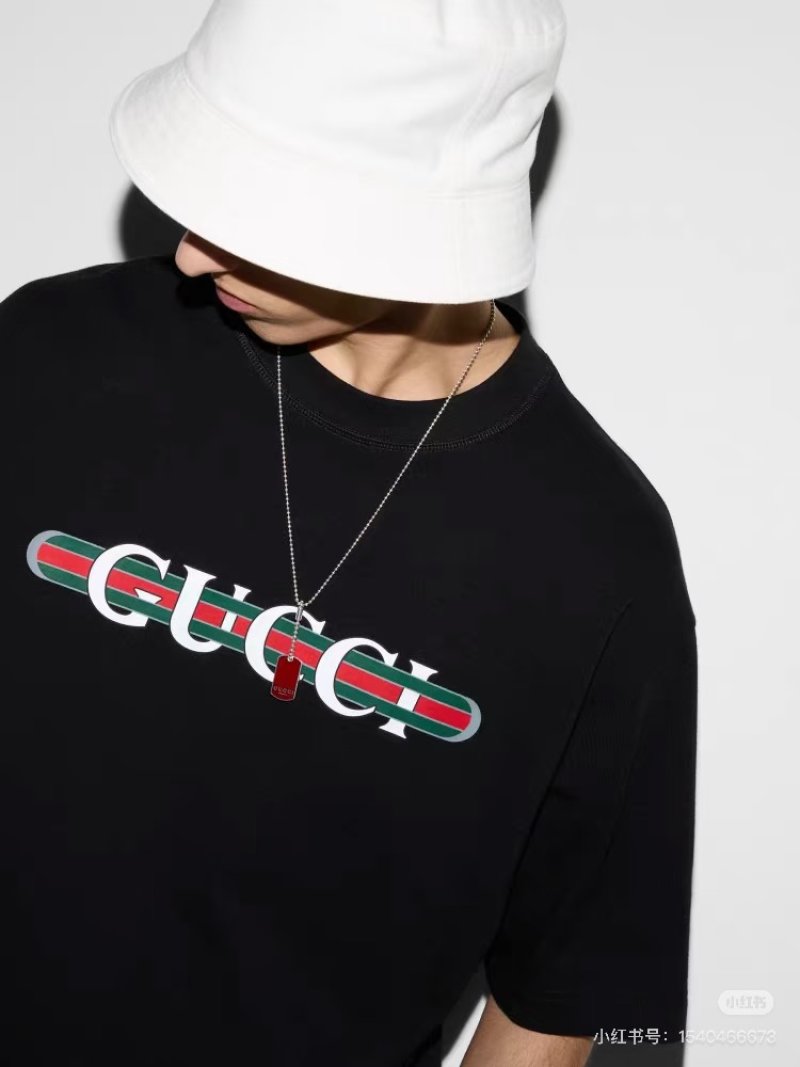 Gucci Logo Embroidered Black T-Shirt view