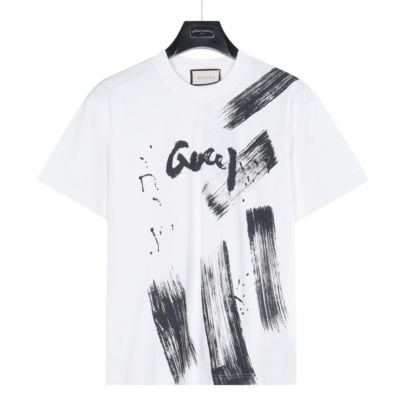 Gucci Ink Brush Stroke Graffiti Letter White T-Shirt