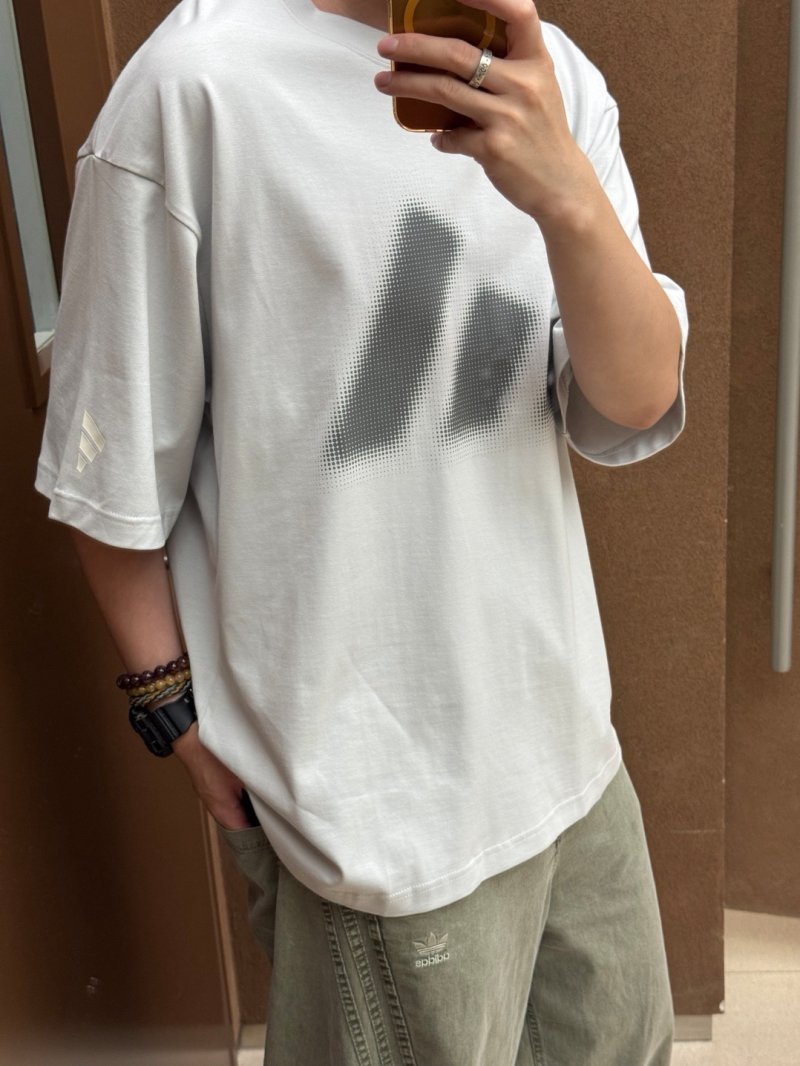 Adidas White Halftone Logo Short Sleeve T-Shirt