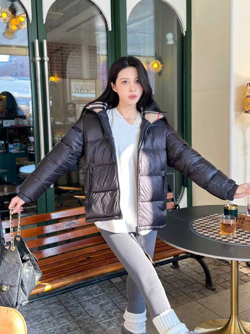 Black & Purple Gradient Puffer Down Jacket view