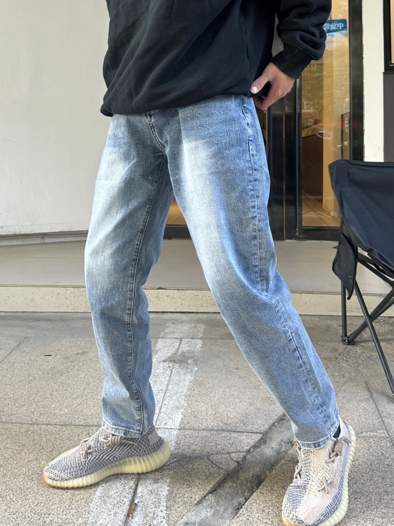 Premium Blue Denim Jeans with Embroidered Pocket Detail