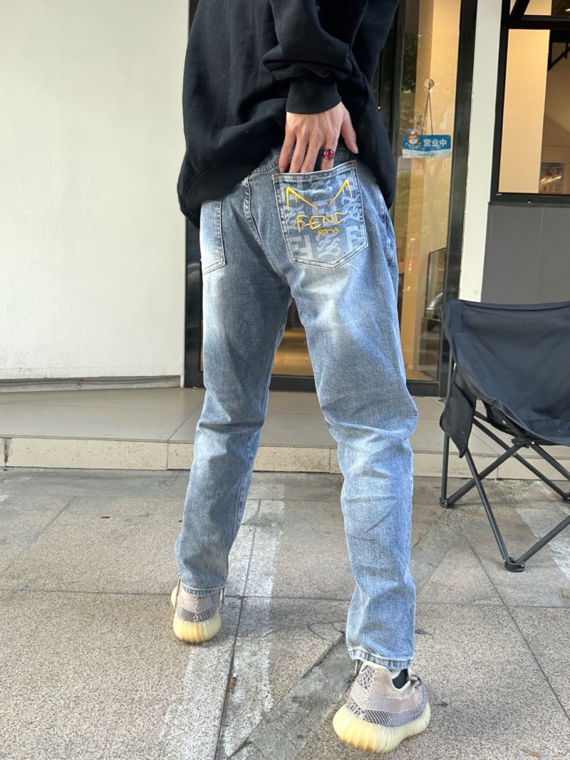 Premium Blue Denim Jeans with Embroidered Pocket Detail view
