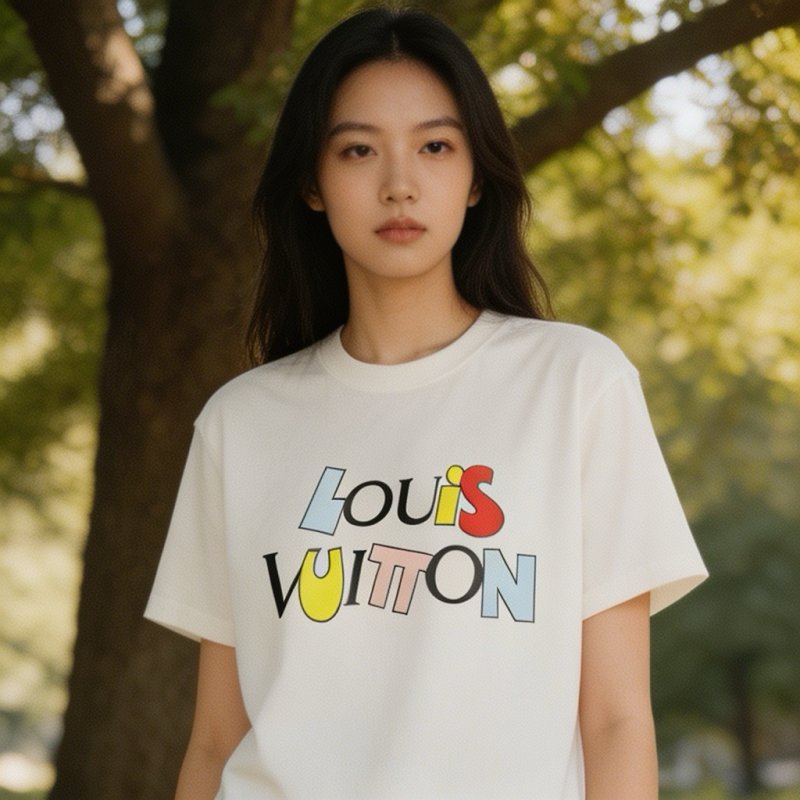 Louis Vuitton Colorblock Logo White T-Shirt
