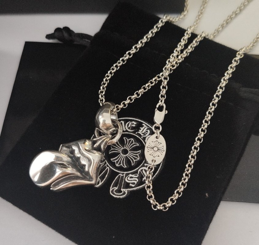 Chrome Hearts Tongue Pendant Silver Chain Necklace view