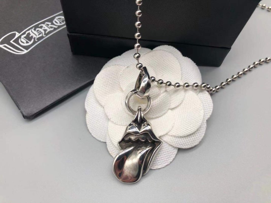 Chrome Hearts Tongue Pendant Silver Chain Necklace view