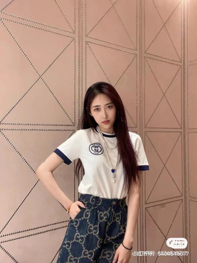 White Crew Neck T-Shirt with Navy Ringer Trim and Emblem view