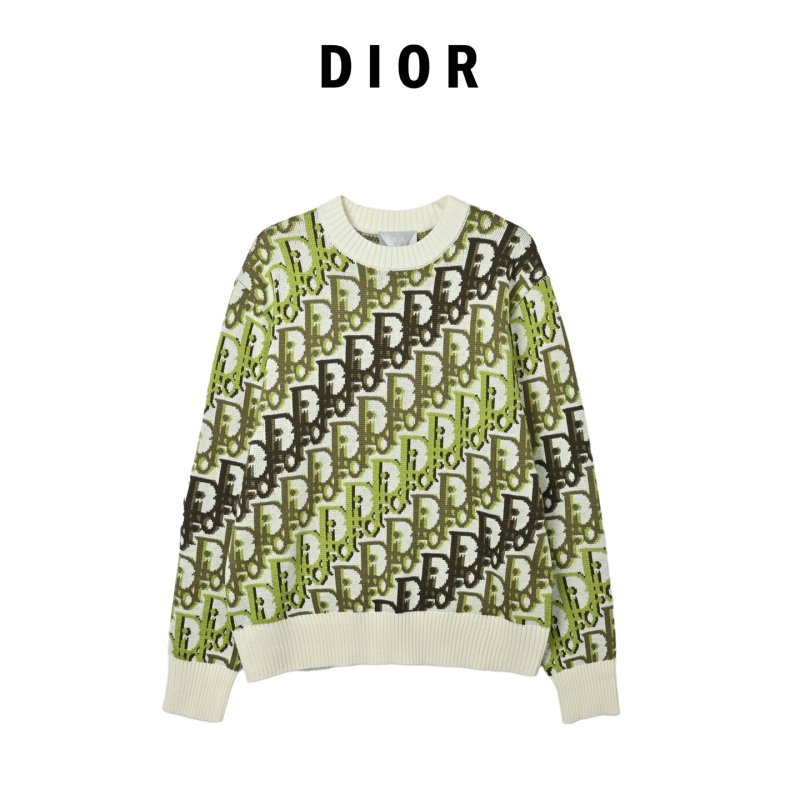 Dior Monogram Jacquard Wool Sweater - Sage Green