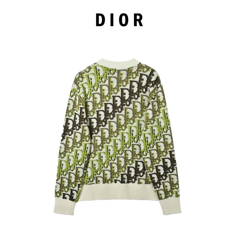 Dior Monogram Jacquard Wool Sweater - Sage Green view