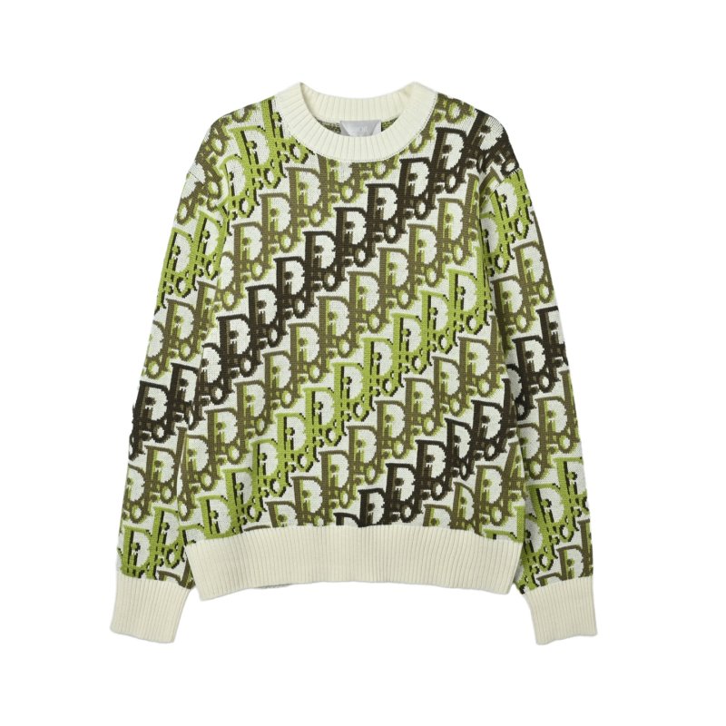 Dior Monogram Jacquard Wool Sweater - Sage Green view