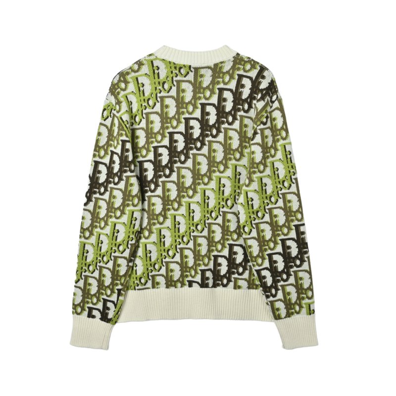 Dior Monogram Jacquard Wool Sweater - Sage Green view