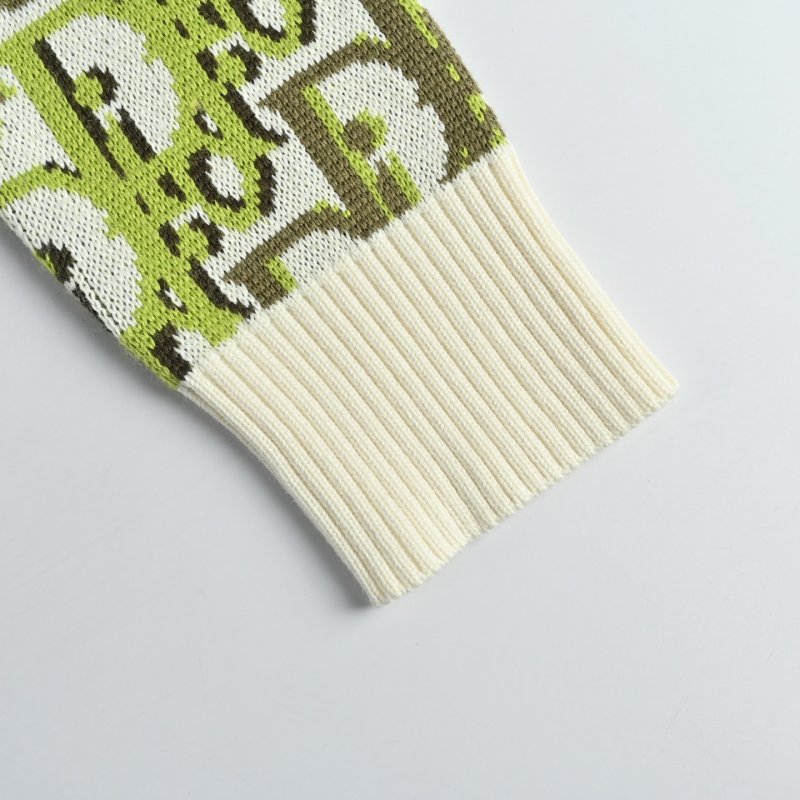 Dior Monogram Jacquard Wool Sweater - Sage Green view