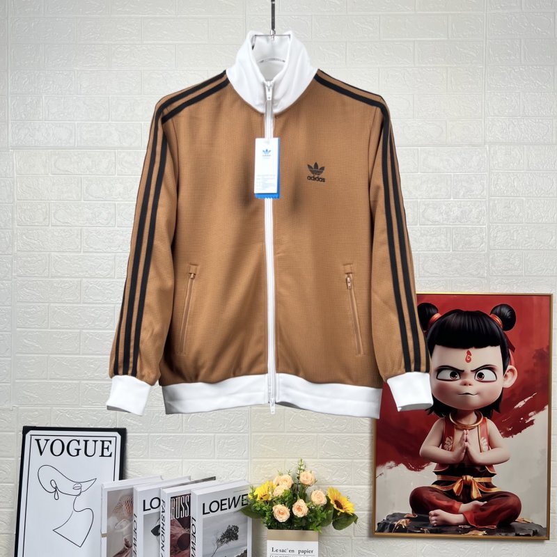 Adidas Originals Trefoil Waffle Stripe Track Jacket Camel
