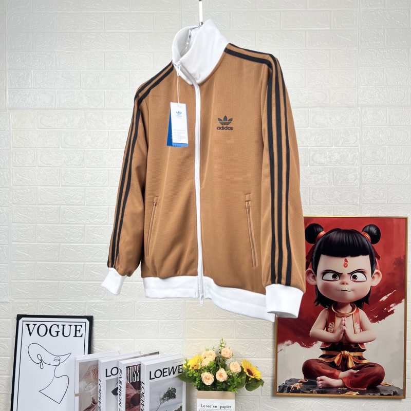 Adidas Originals Trefoil Waffle Stripe Track Jacket Camel view