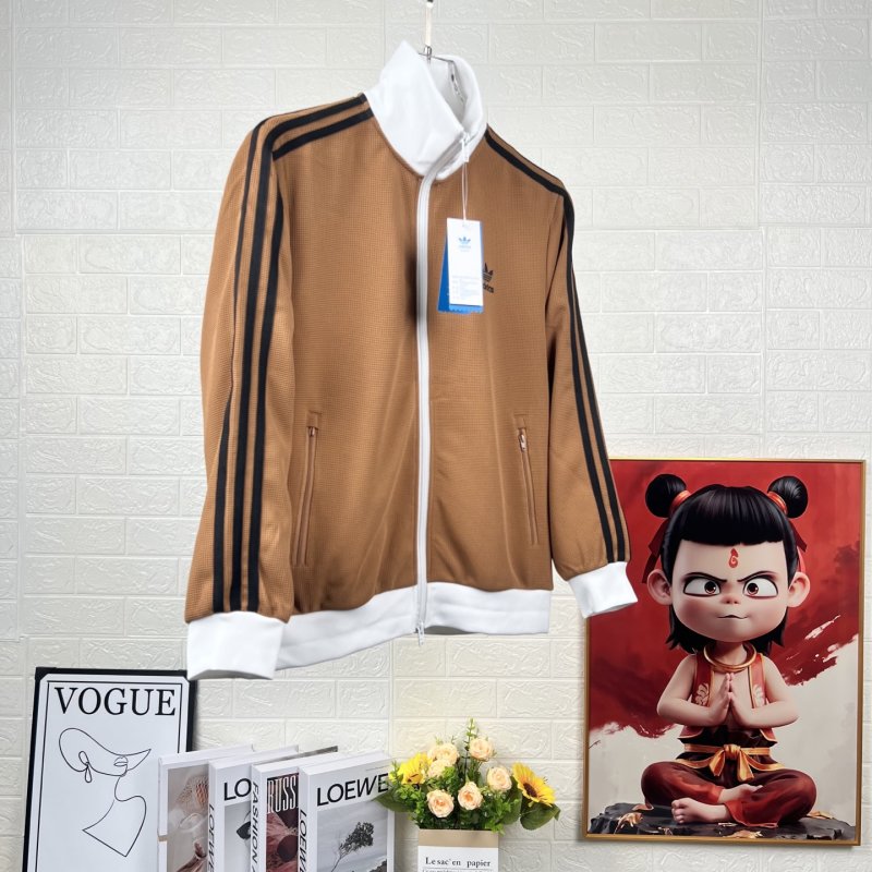 Adidas Originals Trefoil Waffle Stripe Track Jacket Camel view