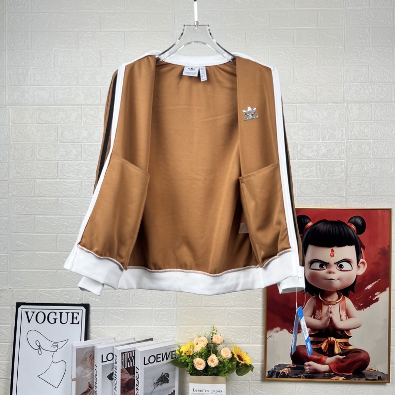 Adidas Originals Trefoil Waffle Stripe Track Jacket Camel view
