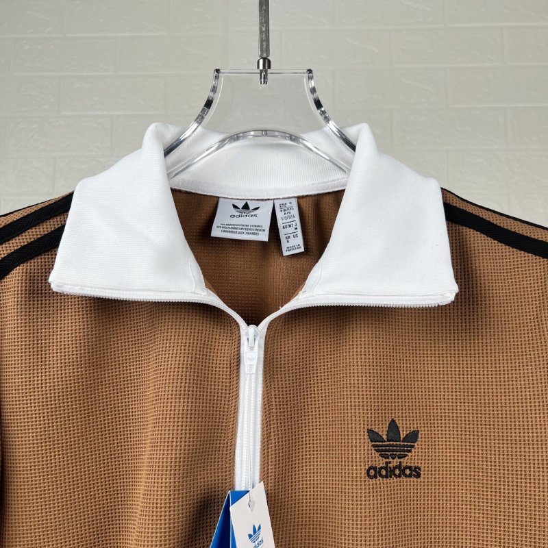 Adidas Originals Trefoil Waffle Stripe Track Jacket Camel view