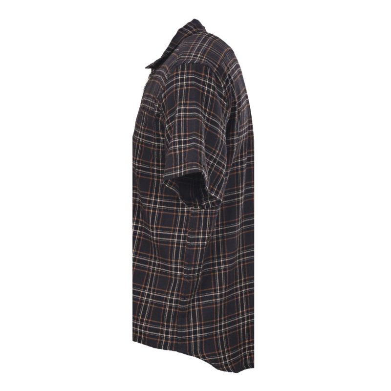 Black Plaid Short Sleeve Button-Up Shirt view