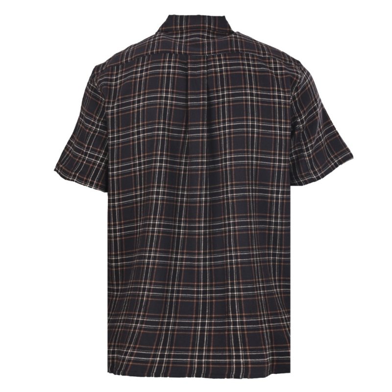 Black Plaid Short Sleeve Button-Up Shirt view
