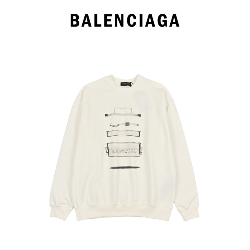 Balenciaga Stacked Logo Print Cream Sweatshirt