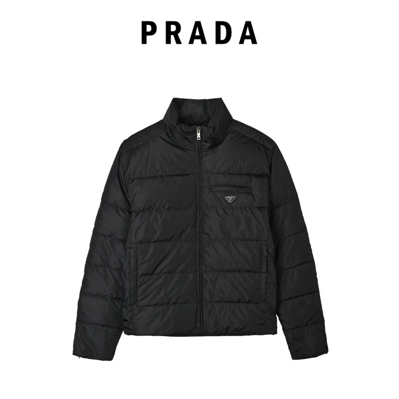 Prada Triangle Badge Quilted Down Jacket Black
