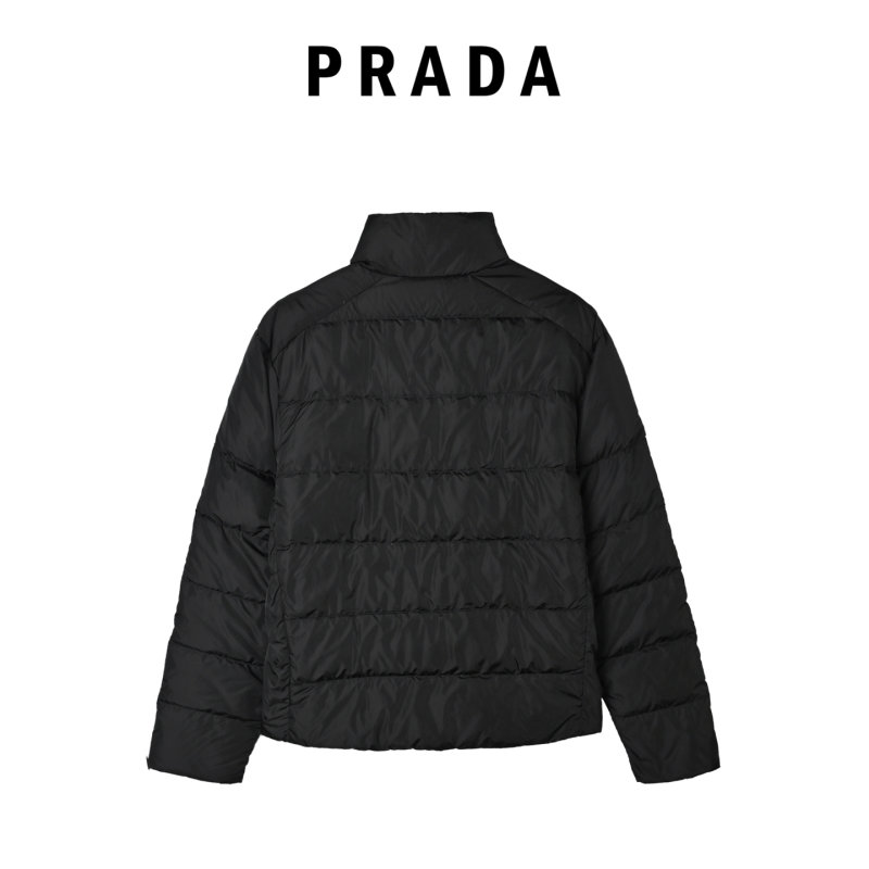 Prada Triangle Badge Quilted Down Jacket Black view