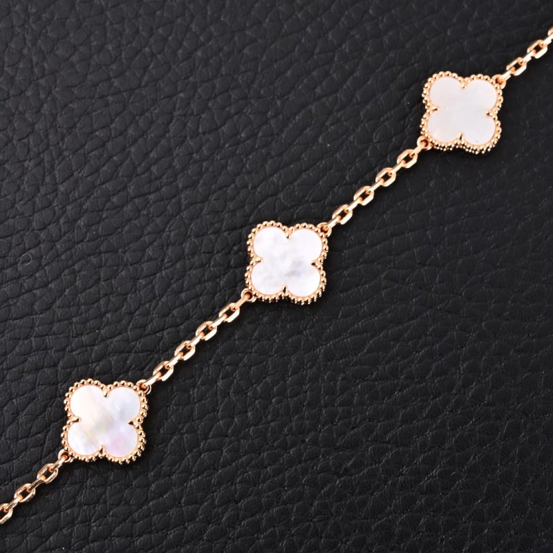 Van Cleef & Arpels Alhambra White Clover Bracelet - Gold Tone view