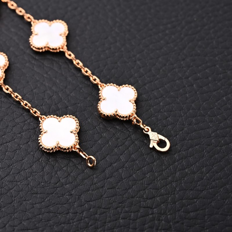 Van Cleef & Arpels Alhambra White Clover Bracelet - Gold Tone view