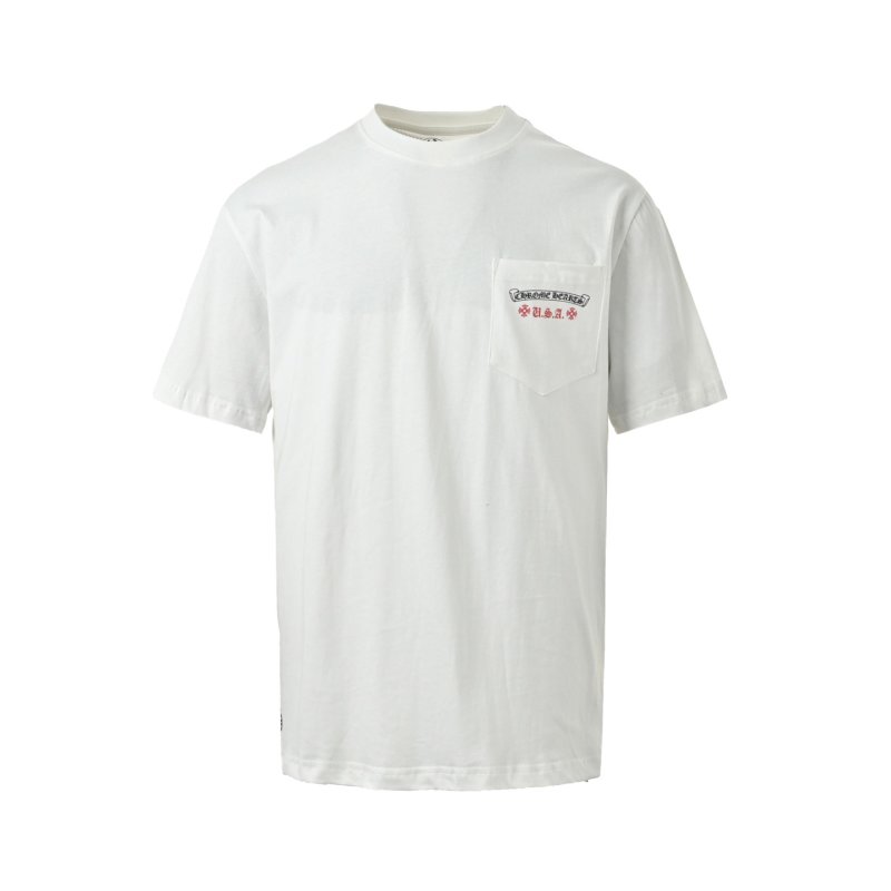 Chrome Hearts Vertical Flag Print Crew Neck T-Shirt White