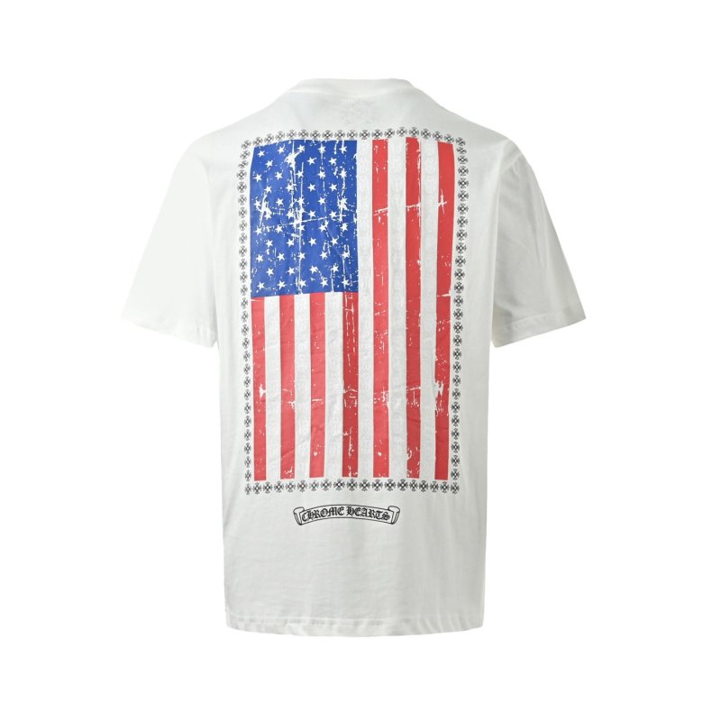 Chrome Hearts Vertical Flag Print Crew Neck T-Shirt White view