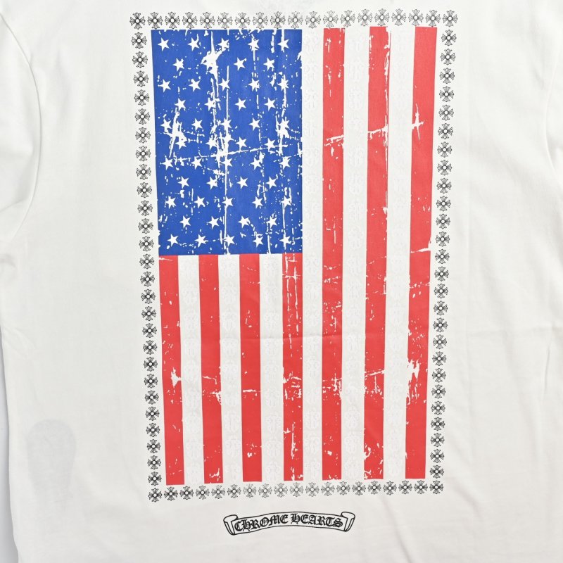 Chrome Hearts Vertical Flag Print Crew Neck T-Shirt White view
