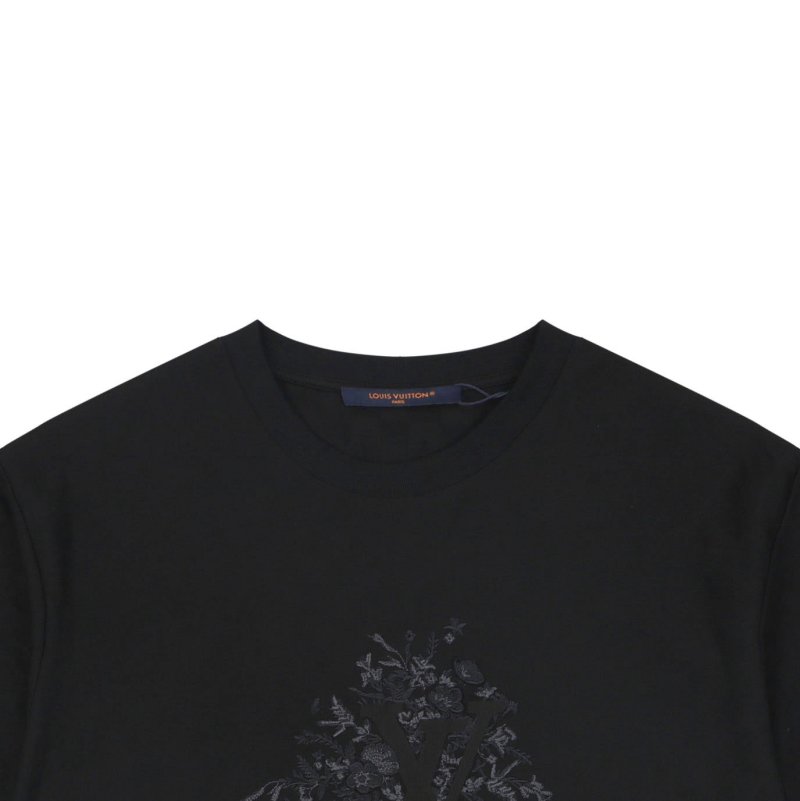 Black Oversized Graphic T-Shirt with Embroidered Design view