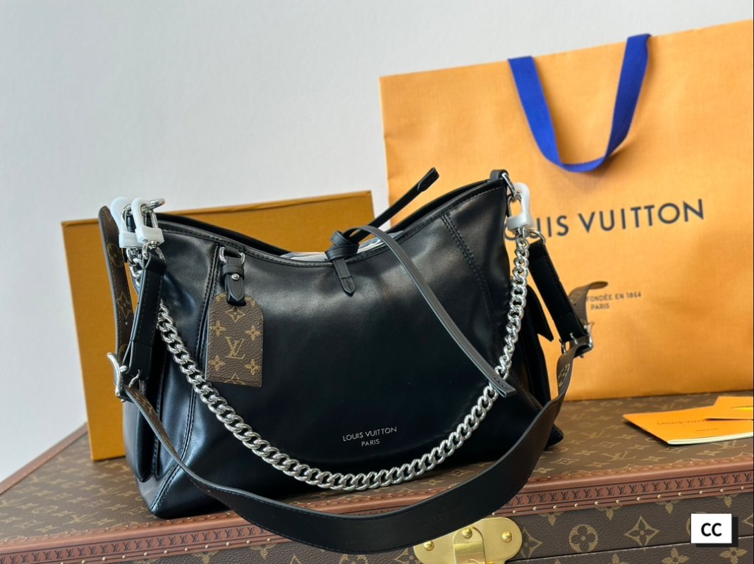 Louis Vuitton Black Leather Motorcycle-Inspired Shoulder Bag