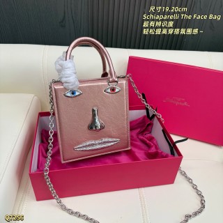 Schiaparelli The Face Bag Pink Metallic Leather