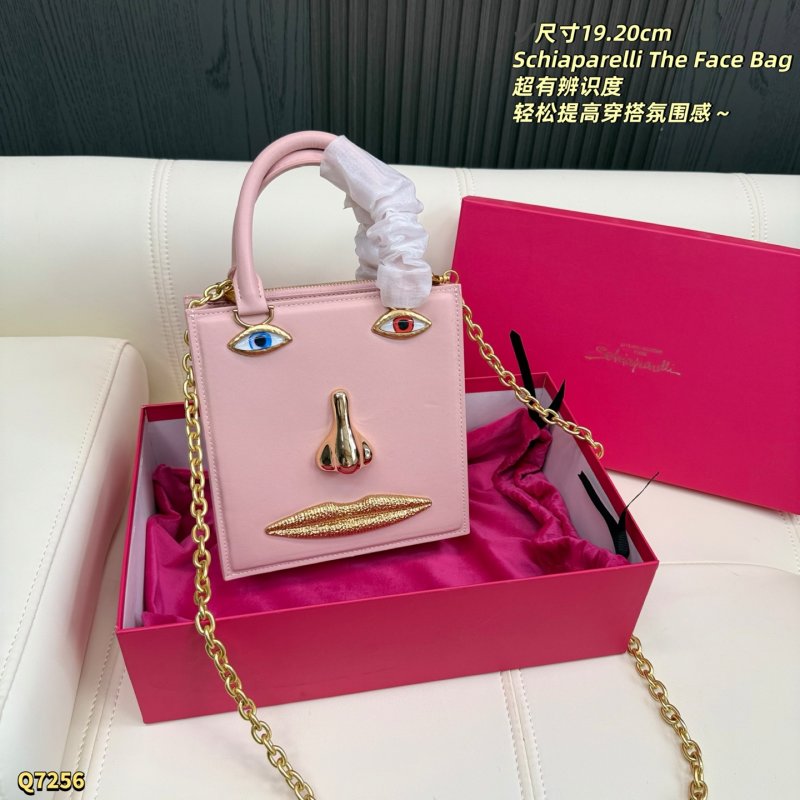 Schiaparelli The Face Bag Pink Metallic Leather view