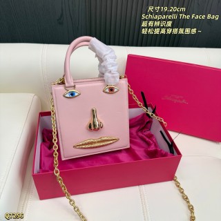 Schiaparelli The Face Bag Pink Metallic Leather view 2