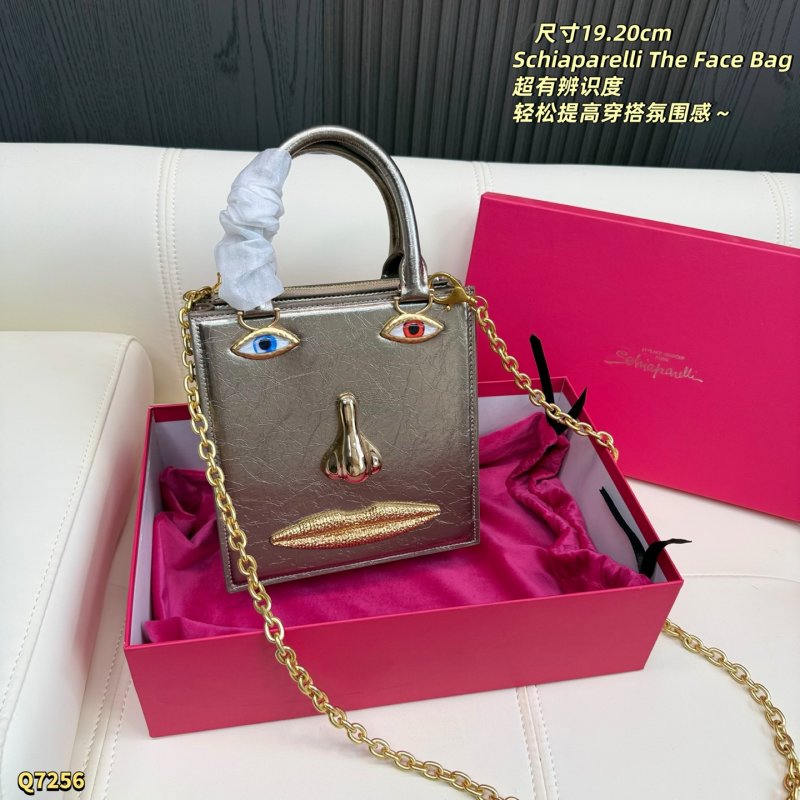 Schiaparelli The Face Bag Pink Metallic Leather view