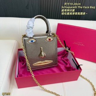Schiaparelli The Face Bag Pink Metallic Leather view 7