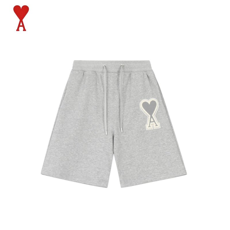 AMI Heart Embroidered Logo Shorts Grey