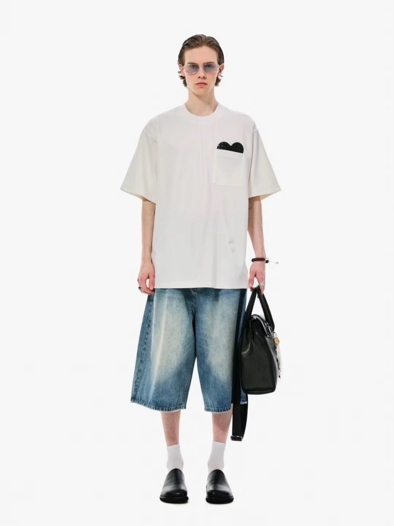Cream Oversized T-Shirt with Black Pocket Detail view