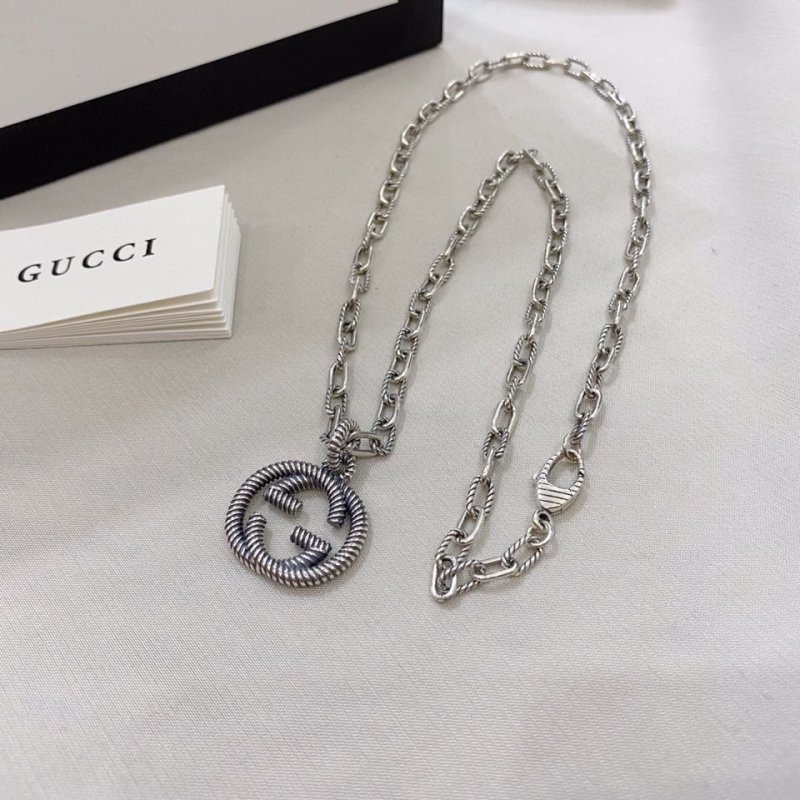 Gucci Double G Textured Silver Pendant Necklace view