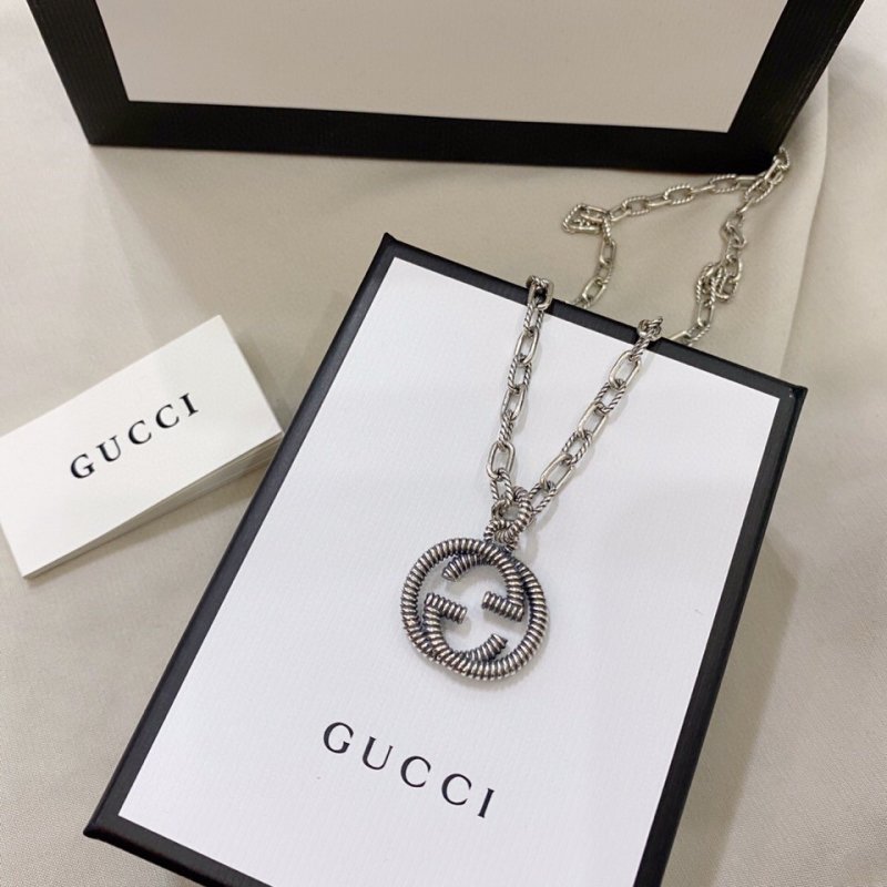 Gucci Double G Textured Silver Pendant Necklace view