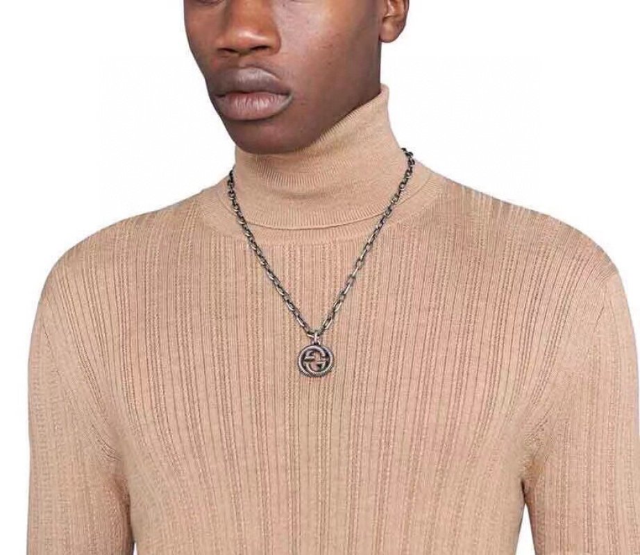 Gucci Double G Textured Silver Pendant Necklace view