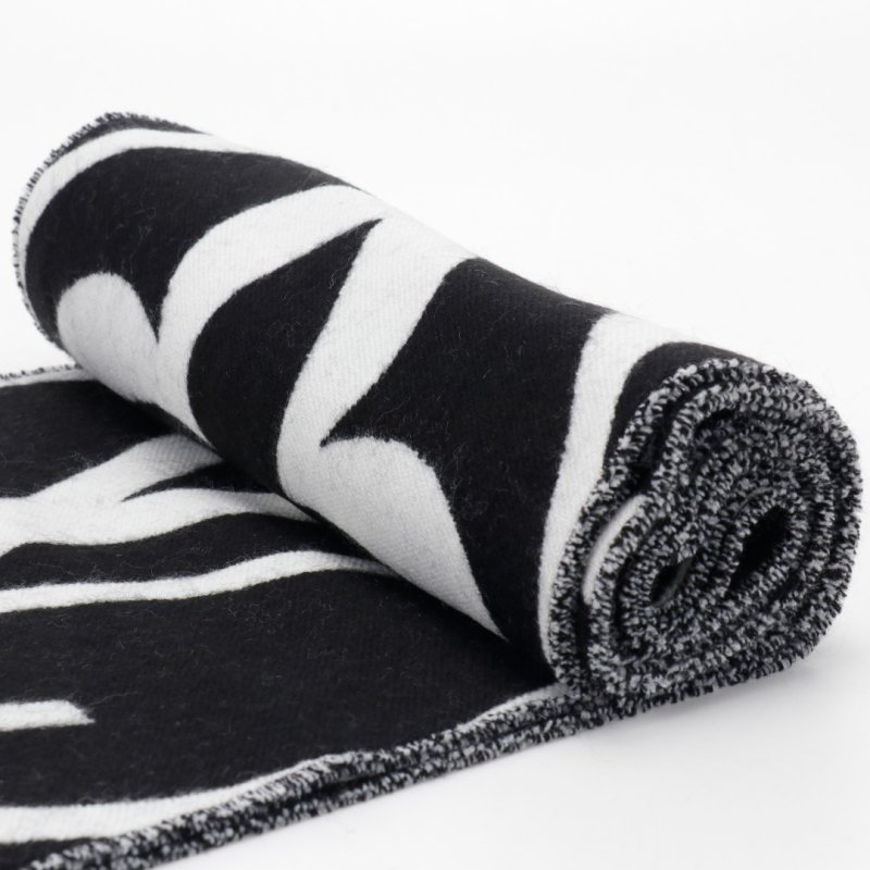 Louis Vuitton LV Monogram Double-Sided Wool Cashmere Scarf Black White view