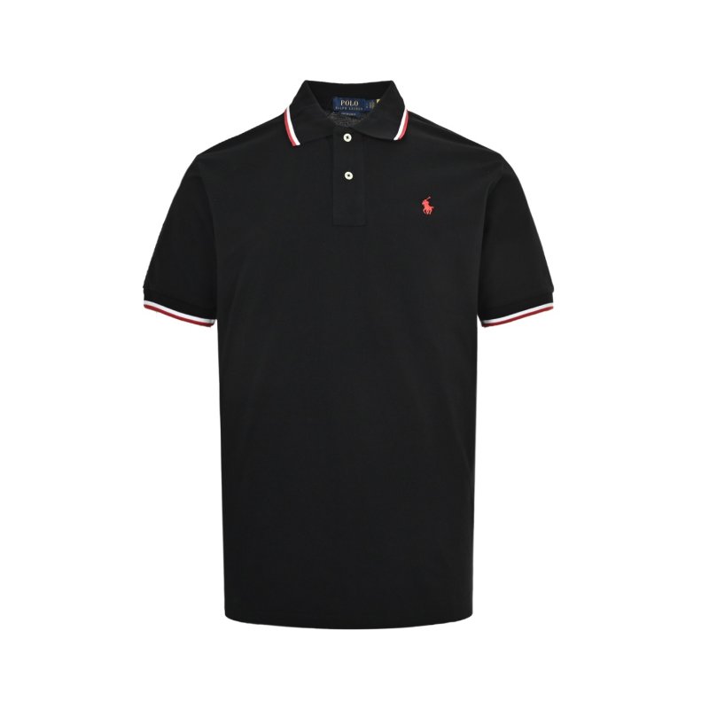 Polo Ralph Lauren Women's Black Polo Shirt Red White Trim view