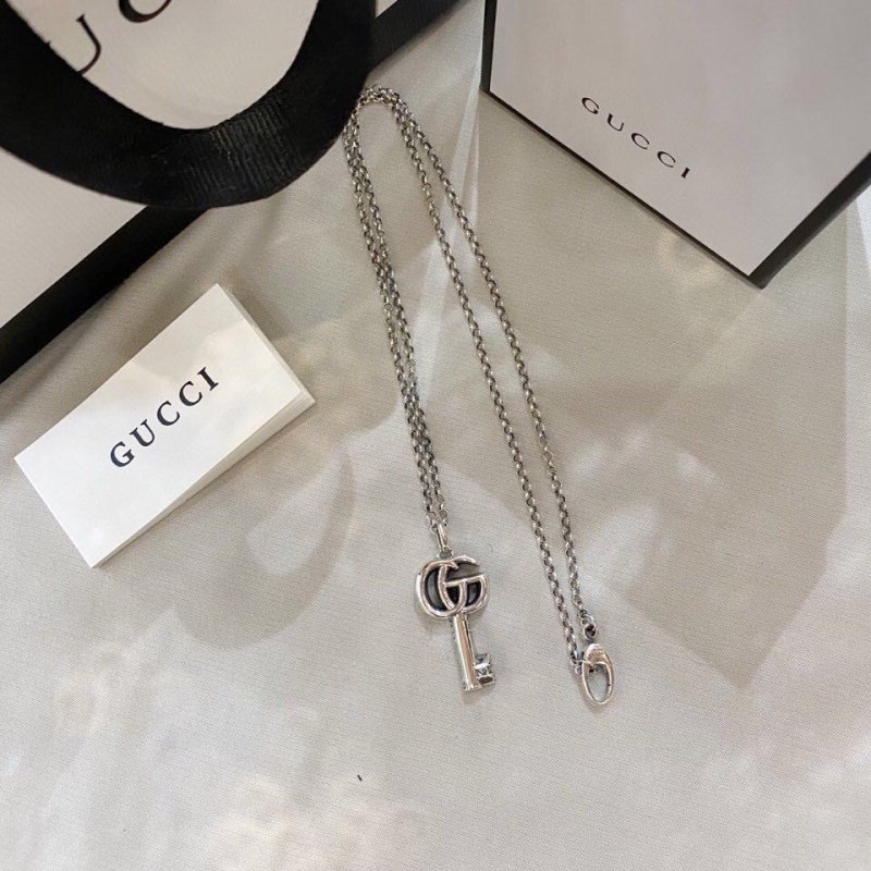 Gucci Double G Vintage Key Silver Necklace