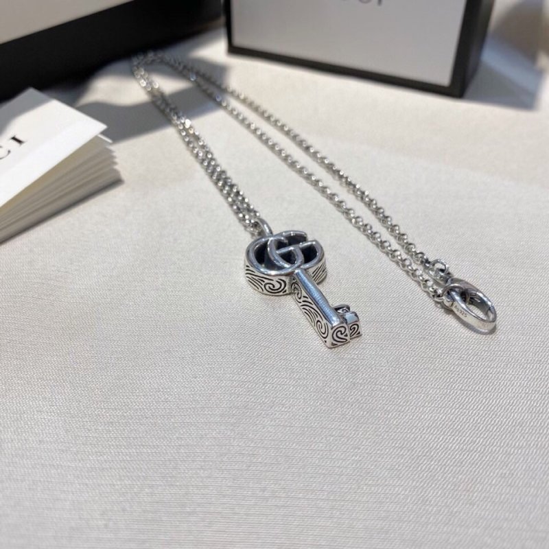 Gucci Double G Vintage Key Silver Necklace view