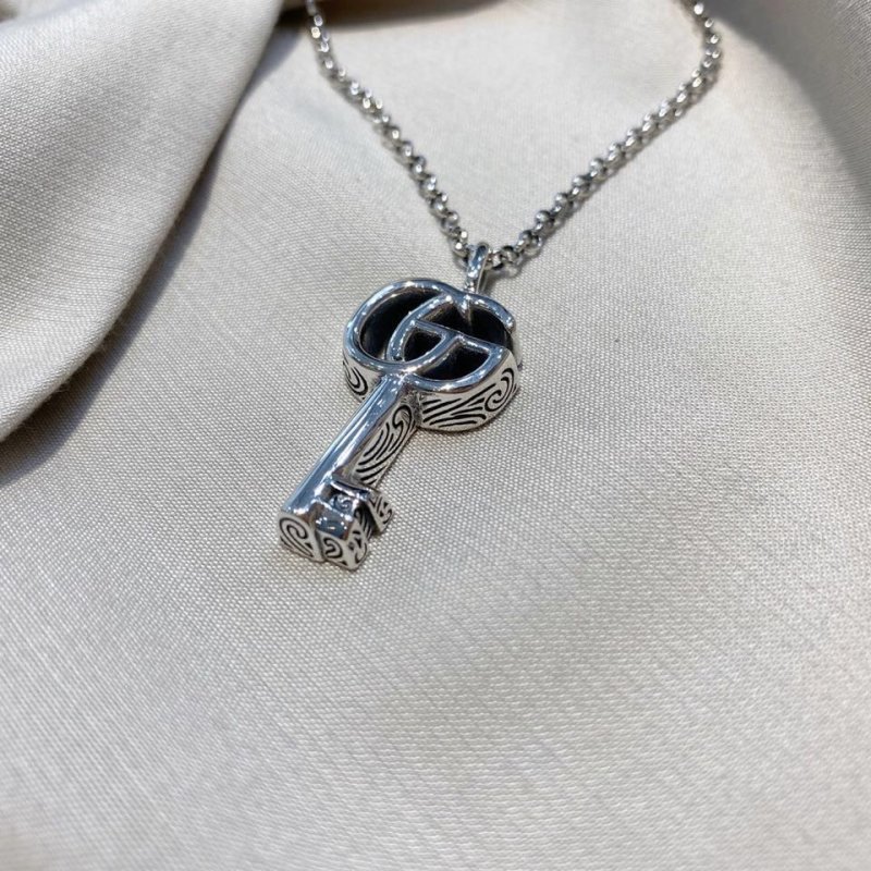 Gucci Double G Vintage Key Silver Necklace view