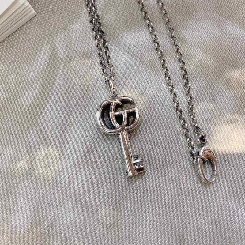 Gucci Double G Vintage Key Silver Necklace view