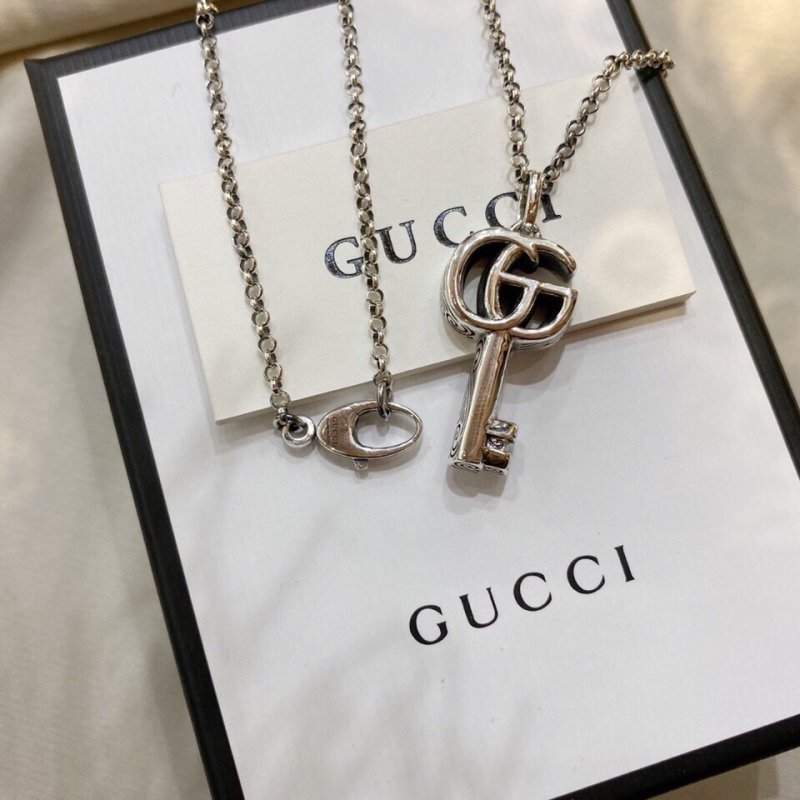 Gucci Double G Vintage Key Silver Necklace view