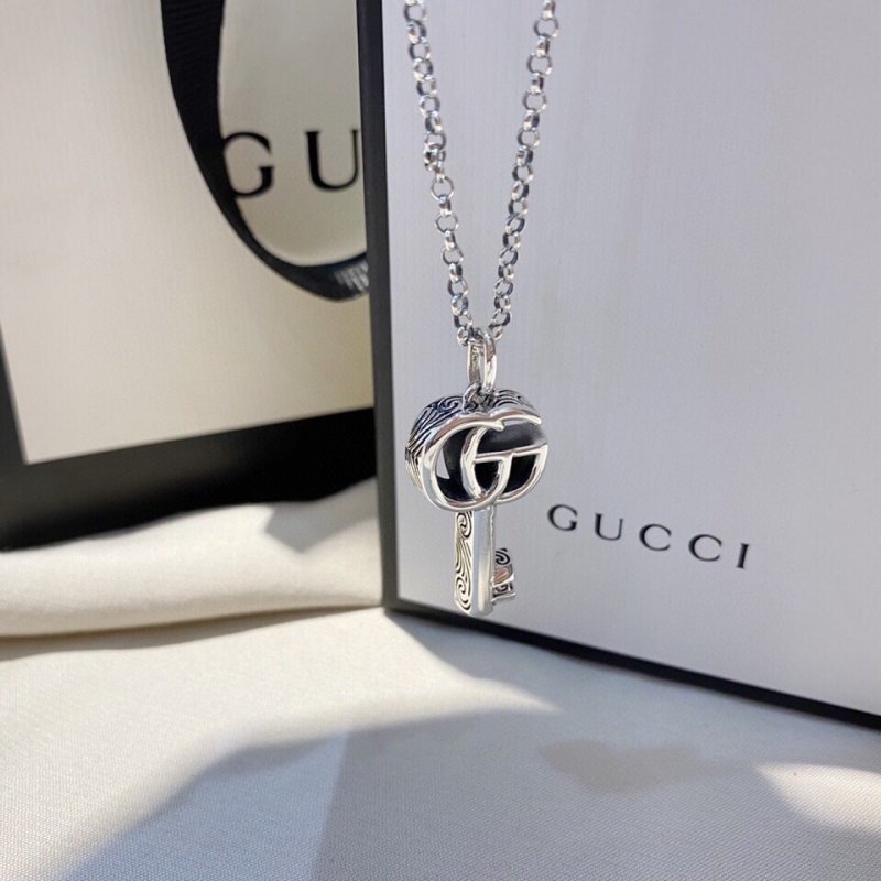 Gucci Double G Vintage Key Silver Necklace view